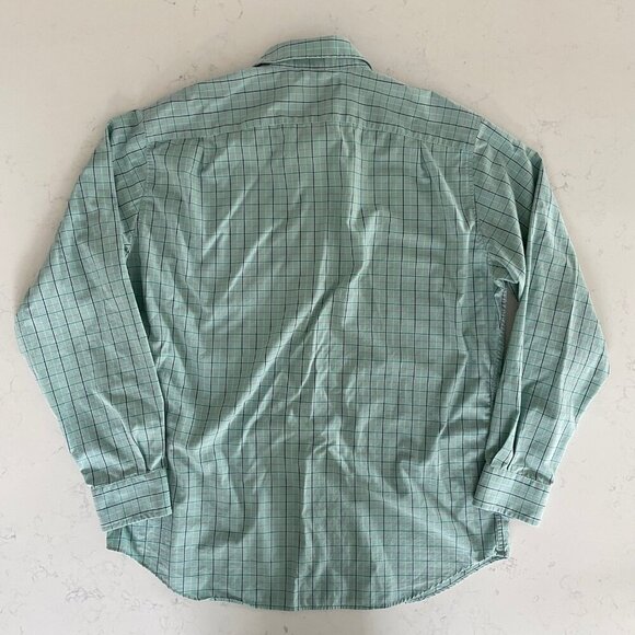 Nautica LS Button Down Cotton Tencel Blend Check Shirt Soft Green Blue Sz L - Picture 8 of 13